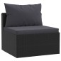 7 pcs conjunto lounge de jardim c/ almofadões vime PE preto