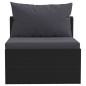 7 pcs conjunto lounge de jardim c/ almofadões vime PE preto