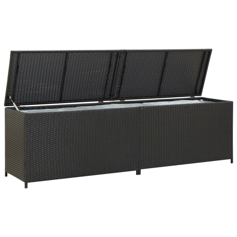 Caixa de arrumação para jardim 200x50x60 cm vime PE preto-Baús para armazenamento exterior-Home Retail