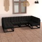 6 pcs conjunto lounge de jardim c/ almofadões pinho maciço