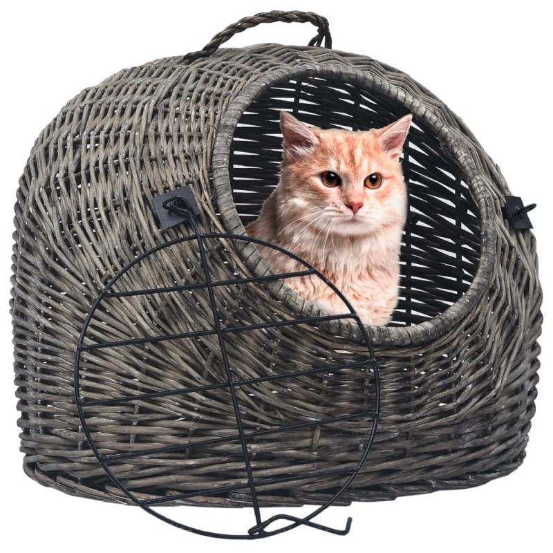 Transportadora p/ gatos 50x42x40 cm salgueiro natural cinzento-Transportadoras e malas para animais-Home Retail