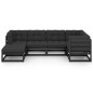 6 pcs conjunto lounge de jardim c/ almofadões pinho maciço