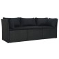 4 pcs conjunto lounge de jardim c/ almofadões vime PE preto