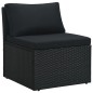 4 pcs conjunto lounge de jardim c/ almofadões vime PE preto