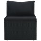 4 pcs conjunto lounge de jardim c/ almofadões vime PE preto