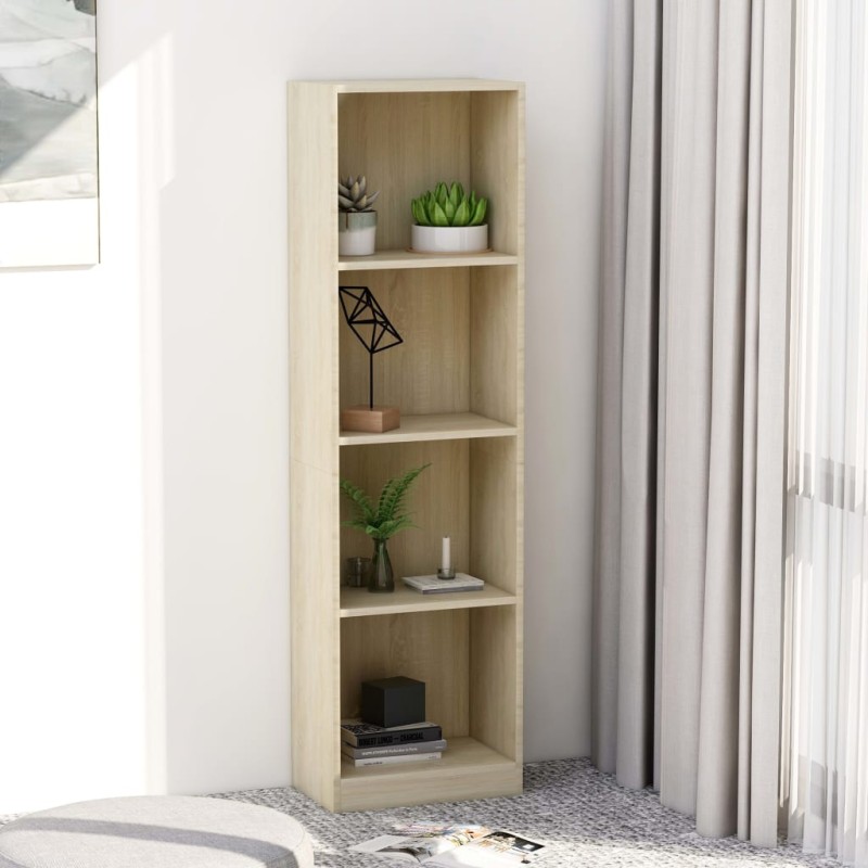 Estante 4 prateleiras 40x24x142cm contraplacado carvalho sonoma-Estantes para livros-Home Retail