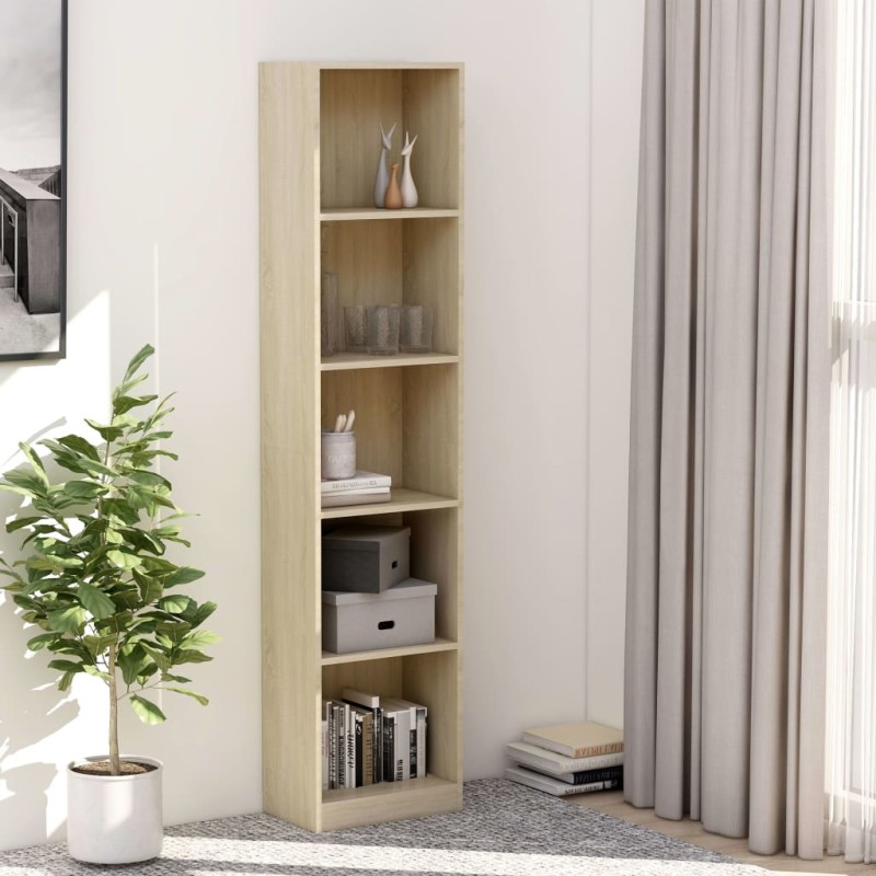 Estante c/ 5 prateleiras 40x24x175cm derivados madeira carvalho-Estantes para livros-Home Retail