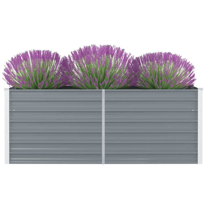 Canteiro de jardim elevado 160x80x45cm aço galvanizado cinzento-Vasos e floreiras-Home Retail