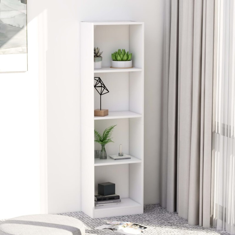 Estante com 4 prateleiras 40x24x142 cm contraplacado branco-Estantes para livros-Home Retail