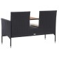 Banco de jardim 2 lugares com mesa centro 143 cm vime PE preto