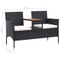 Banco de jardim 2 lugares com mesa centro 143 cm vime PE preto