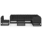 8 pcs conjunto lounge jardim c/ almofadões pinho maciço preto