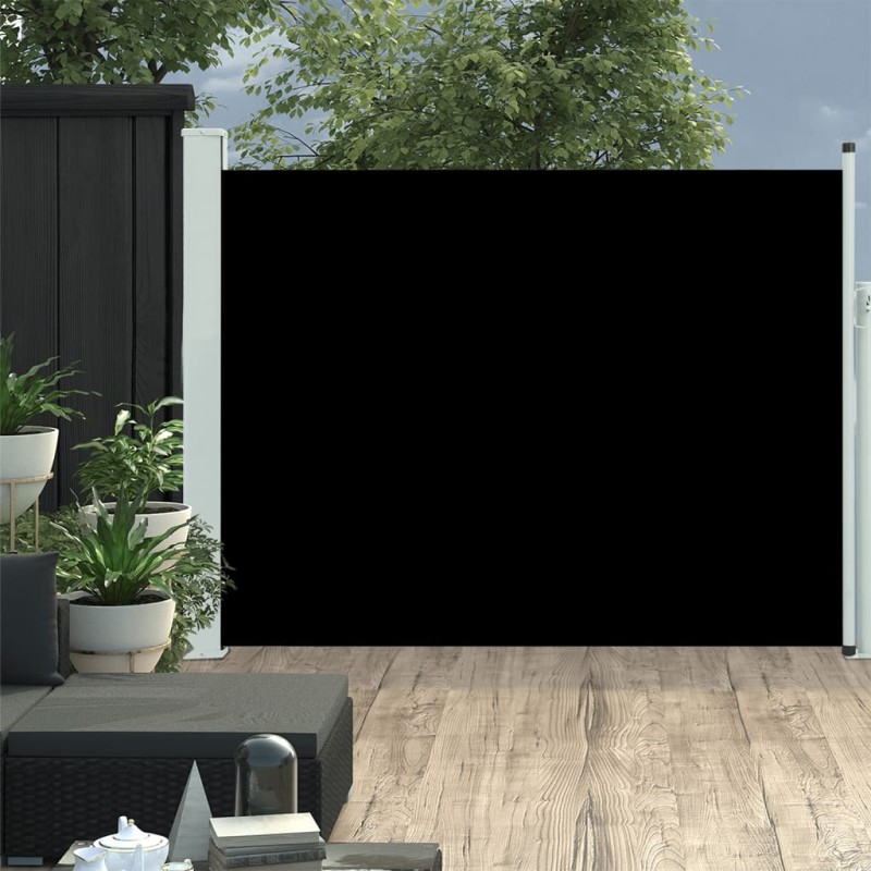 Toldo lateral retrátil para pátio 140x500 cm preto-Guarda-sóis e telas de varanda-Home Retail