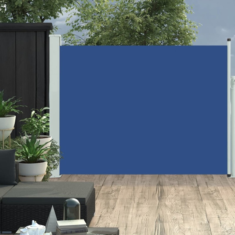 Toldo lateral retrátil para pátio 140x500 cm azul-Guarda-sóis e telas de varanda-Home Retail