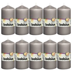 Bolsius Velas cilíndricas 10 pcs 120x58 mm cinzento