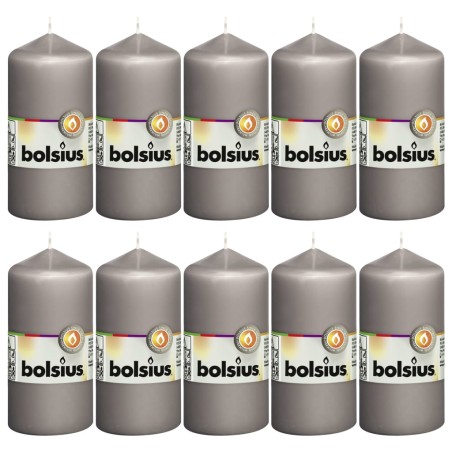 Bolsius Velas cilíndricas 10 pcs 120x58 mm cinzento