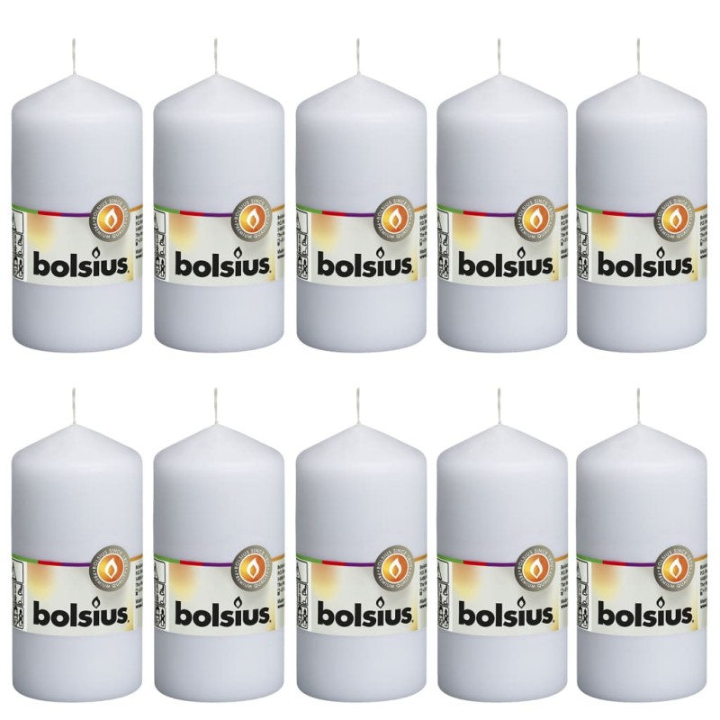 Bolsius Velas cilíndricas 10 pcs 120x58 mm branco-Velas-Home Retail