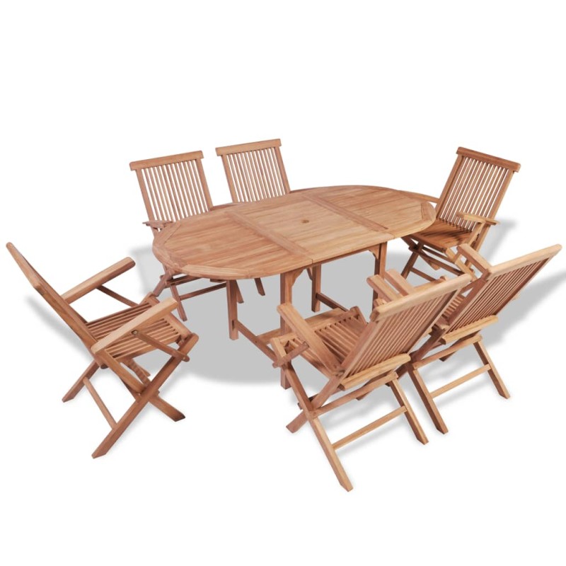 Conjunto jantar p/ jardim com imperfeições 7 pcs teca maciça-Conjuntos de jardim-Home Retail