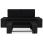 3 pcs conjunto lounge para jardim vime PE preto