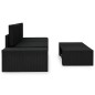 3 pcs conjunto lounge para jardim vime PE preto