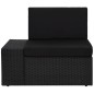 3 pcs conjunto lounge para jardim vime PE preto