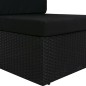 3 pcs conjunto lounge para jardim vime PE preto