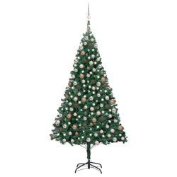 Árvore Natal artificial pré-iluminada c/ bolas 240 cm verde