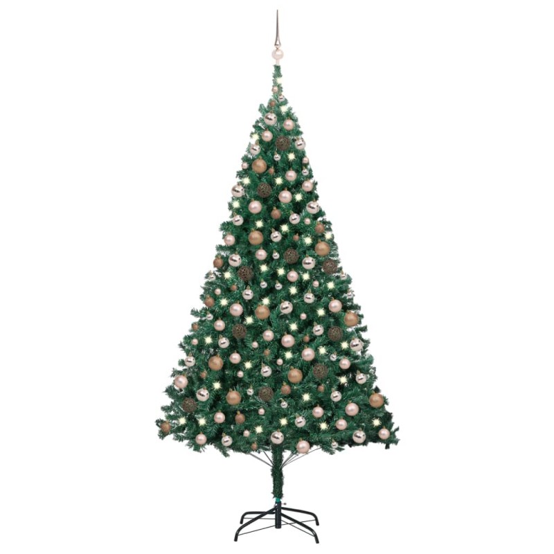 Árvore Natal artificial pré-iluminada c/ bolas 240 cm verde-Árvores de Natal-Home Retail