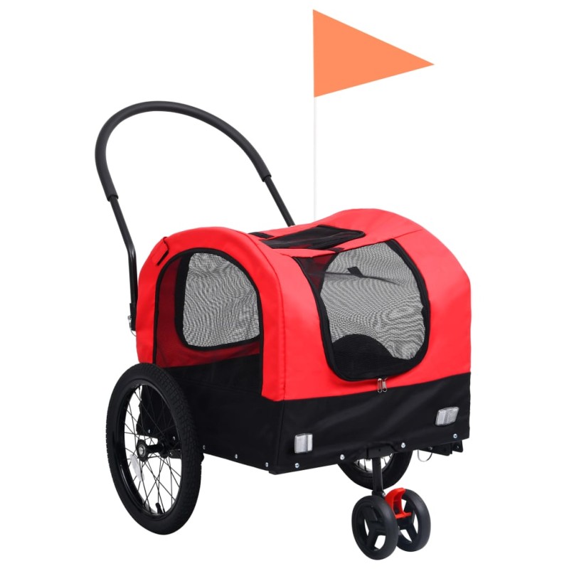 Reboque bicicletas/carrinho para animais 2-em-1 vermelho/preto-Carrinhos para animais-Home Retail