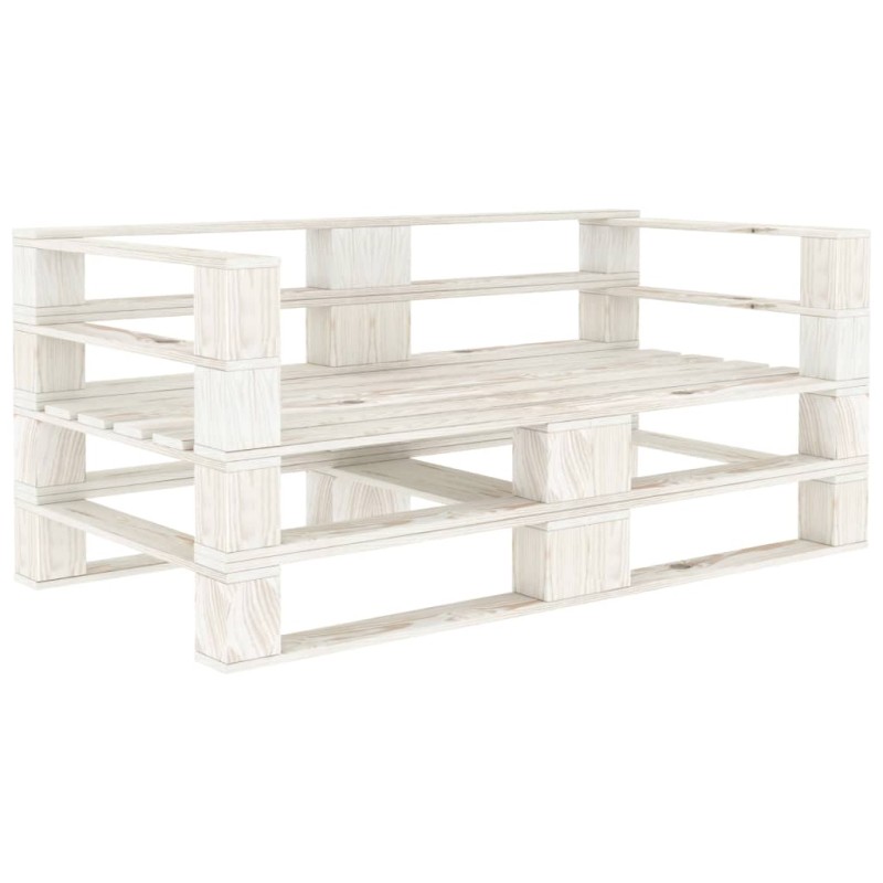 Sofá de paletes para jardim 2 lugares madeira branco-Sofás para exterior-Home Retail