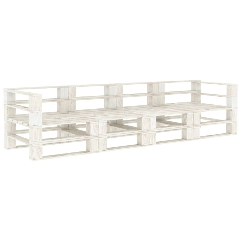 Sofá de paletes para jardim 4 lugares madeira branco-Sofás para exterior-Home Retail