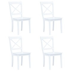 Cadeiras de jantar 4 pcs seringueira maciça branco