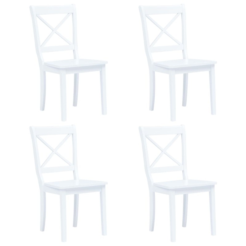 Cadeiras de jantar 4 pcs seringueira maciça branco-Cadeiras de cozinha e sala de jantar-Home Retail