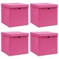 Caixas de arrumação com tampas 4 pcs 32x32x32 cm tecido rosa