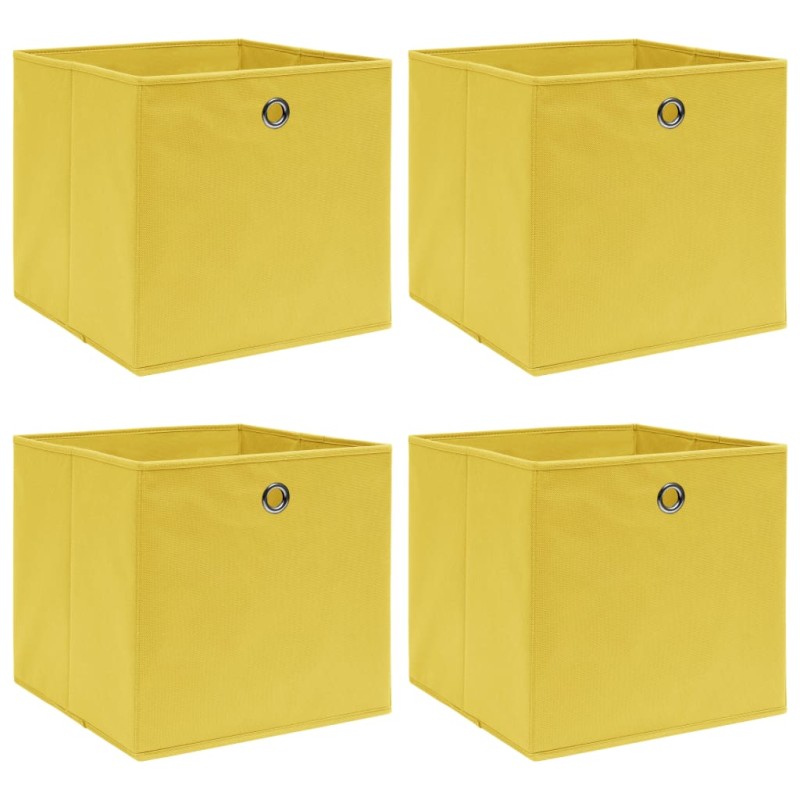 Caixas de arrumação 4 pcs 32x32x32 cm tecido amarelo-Cestos para complementos-Home Retail