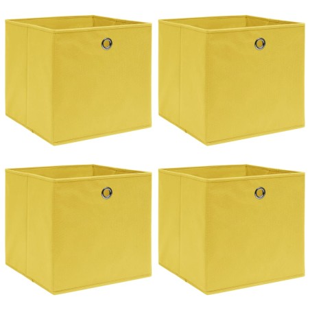 Caixas de arrumação 4 pcs 32x32x32 cm tecido amarelo