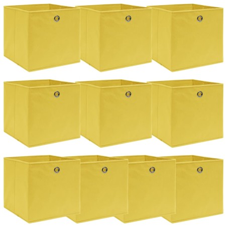 Caixas de arrumação 10 pcs 32x32x32 cm tecido amarelo