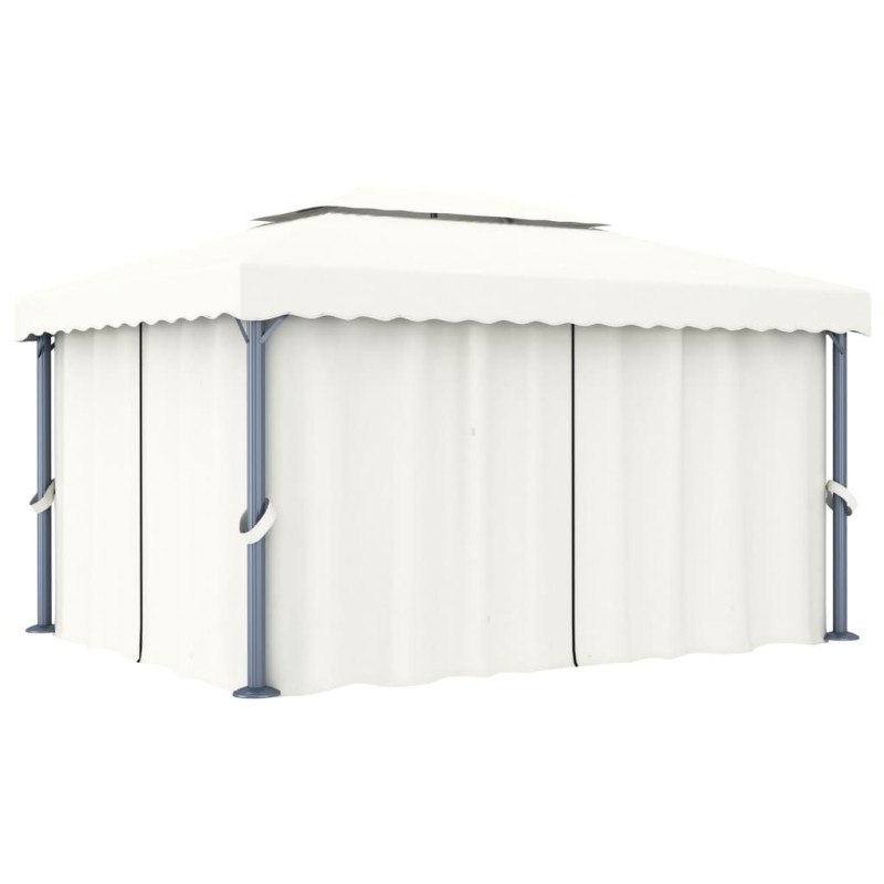 Gazebo com cortina 4x3 m alumínio branco nata-Toldos e gazebos-Home Retail