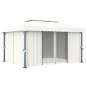 Gazebo com cortina 4x3 m alumínio branco nata