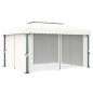 Gazebo com cortina 4x3 m alumínio branco nata