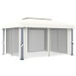 Gazebo com cortina 4x3 m alumínio branco nata