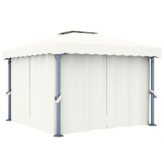 Gazebo com cortina 3x3 m alumínio branco nata