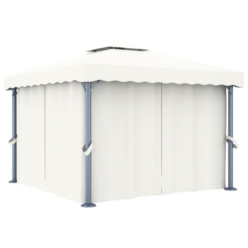 Gazebo com cortina 3x3 m alumínio branco nata-Toldos e gazebos-Home Retail