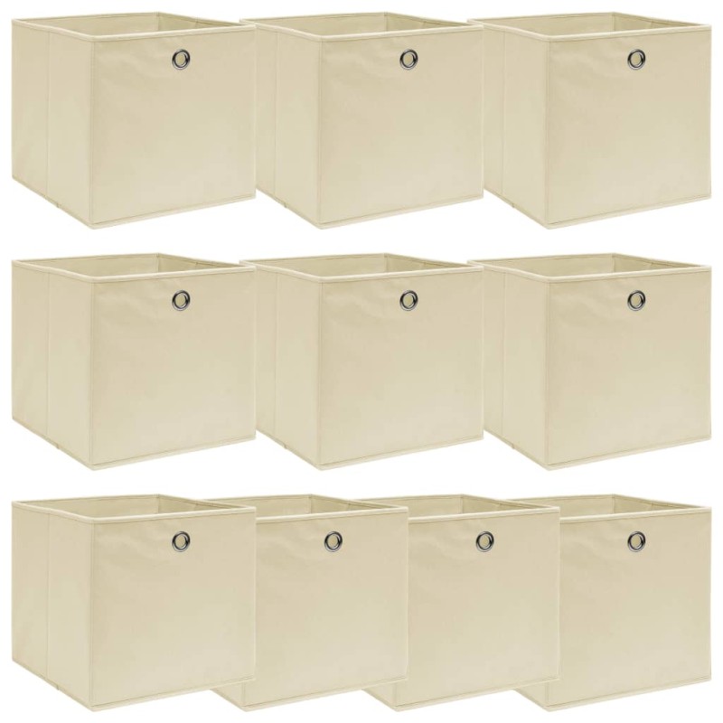 Caixas de arrumação 10 pcs 32x32x32 cm tecido creme-Cestos para complementos-Home Retail