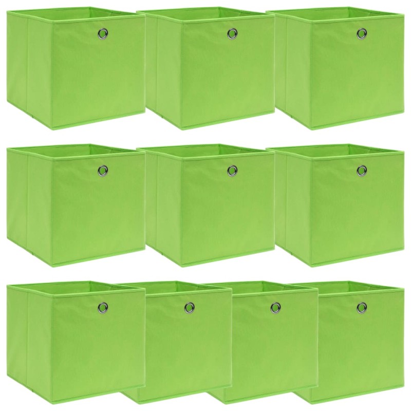 Caixas de arrumação 10 pcs 32x32x32 cm tecido verde-Cestos para complementos-Home Retail