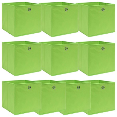 Caixas de arrumação 10 pcs 32x32x32 cm tecido verde