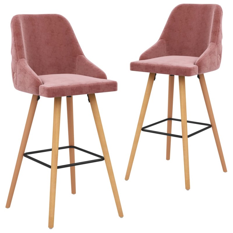 Bancos de bar 2 pcs veludo rosa-Bancos de bar-Home Retail