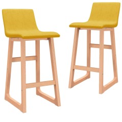 Bancos de bar 2 pcs tecido amarelo mostarda