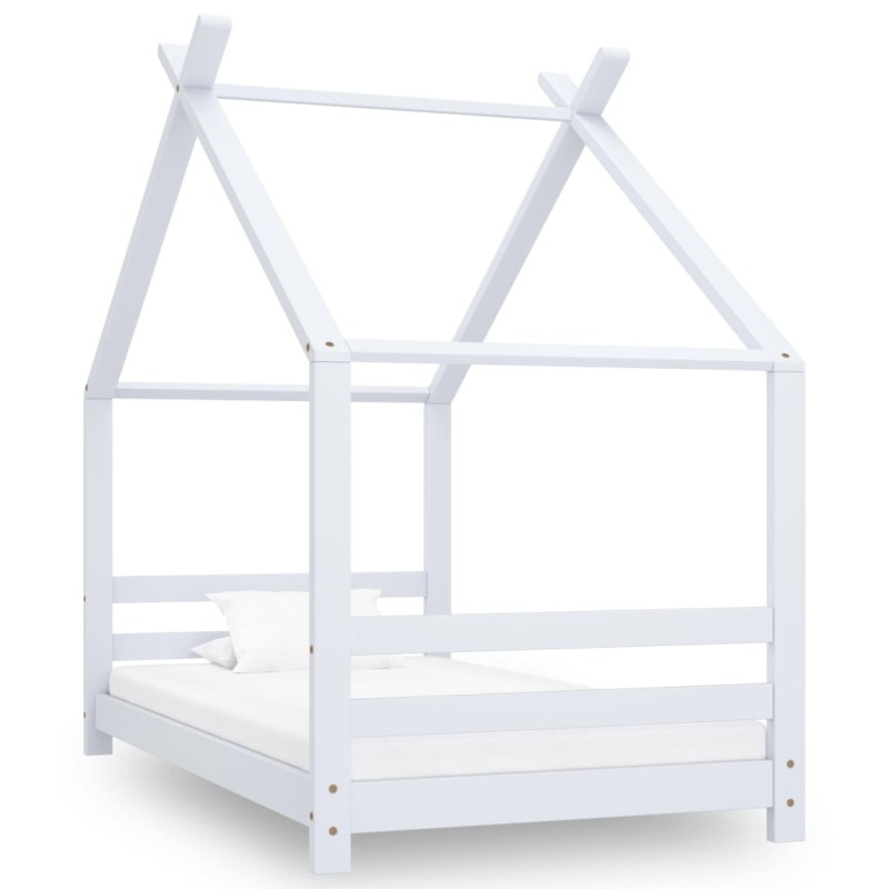 Estrutura de cama para crianças 80x160 cm pinho maciço branco-Berços e camas infantis-Home Retail