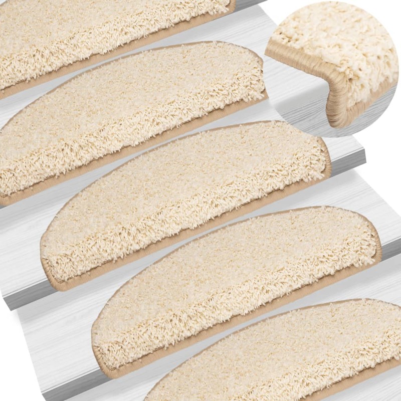 Tapetes de escada 15 pcs 65x21x4 cm creme-Tapetes antiderrapantes para degraus-Home Retail